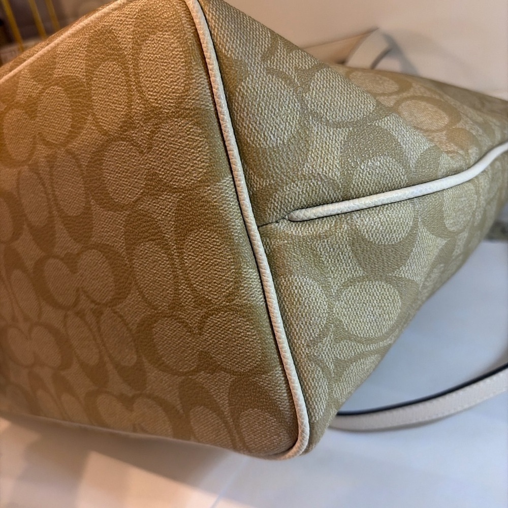 Coach F34614 Signature Canvas Tote Cream Leather Shoulder Bag - Picture 7 of 9